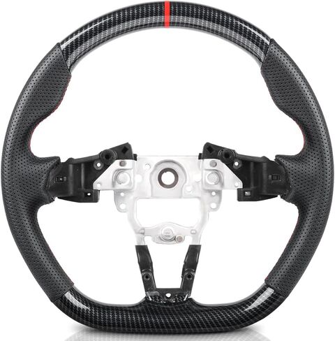 عجلة قيادة من ألياف الكربون Hydro-Dip لسيارة Mazda MX-5 Miata ND 2015-2026، تناسب المواصفات الأمريكية Club Grand Touring RF، خياطة حمراء وشريط، مقبض رياضي من الجلد المسطح المثقوب in Kuwait