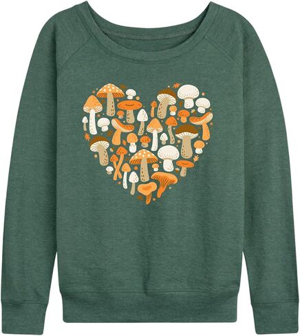 Instant Message - Mushroom Heart - Women's French Terry Long Sleeve Pullover in Saudi Arabia