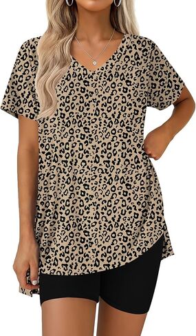 Ekouaer Pajamas for Womens Set 2 Piece Lounge Set Lightweight Summer Pjs Biker Shorts Sets V-Neck Tops Matching Outfits Set in Saudi Arabia