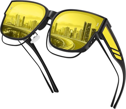 Night Vision Driving Glasses for Men Women - Oversized Square Polarized Fit Over Glasses with HD Anti Glare in Saudi Arabia