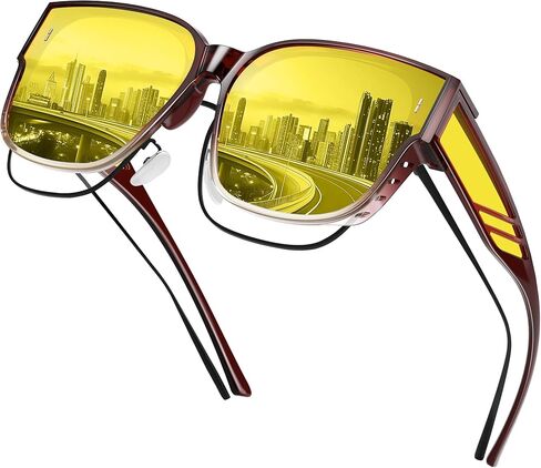 Night Vision Driving Glasses for Men Women - Oversized Square Polarized Fit Over Glasses with HD Anti Glare in Saudi Arabia