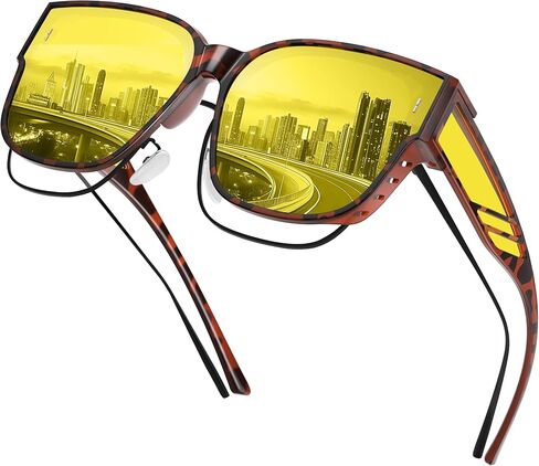 Night Vision Driving Glasses for Men Women - Oversized Square Polarized Fit Over Glasses with HD Anti Glare in Saudi Arabia