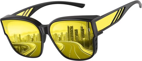 Night Vision Driving Glasses for Men Women - Oversized Square Polarized Fit Over Glasses with HD Anti Glare in Saudi Arabia