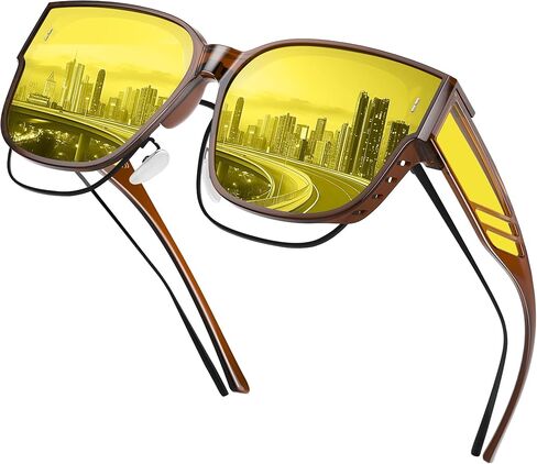 Night Vision Driving Glasses for Men Women - Oversized Square Polarized Fit Over Glasses with HD Anti Glare in Saudi Arabia
