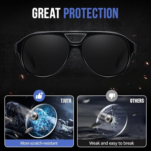 TJUTR Polarized Sunglasses for Men, ANSI Z87.1 Safety Glasses, UV400 Protection Wraparound Aviator Shades for Work & Driving in Saudi Arabia
