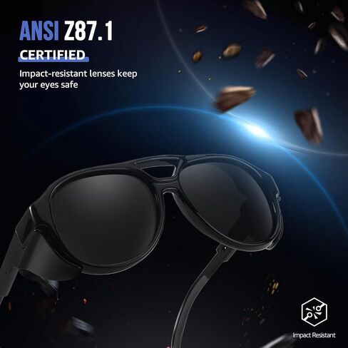 TJUTR Polarized Sunglasses for Men, ANSI Z87.1 Safety Glasses, UV400 Protection Wraparound Aviator Shades for Work & Driving in Saudi Arabia