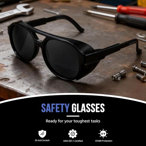 TJUTR Polarized Sunglasses for Men, ANSI Z87.1 Safety Glasses, UV400 Protection Wraparound Aviator Shades for Work & Driving in Saudi Arabia