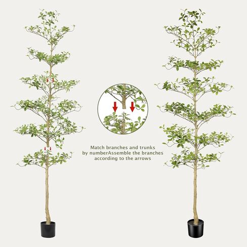 شجرة زيتون سوداء بطول 7 أقدام - شجرة زيتون سوداء صناعية مع جذع طبيعي وأوراق واقعية - أشجار سيدة مظللة صناعية واقعية لديكور المنزل والمكتب الحديث in Kuwait