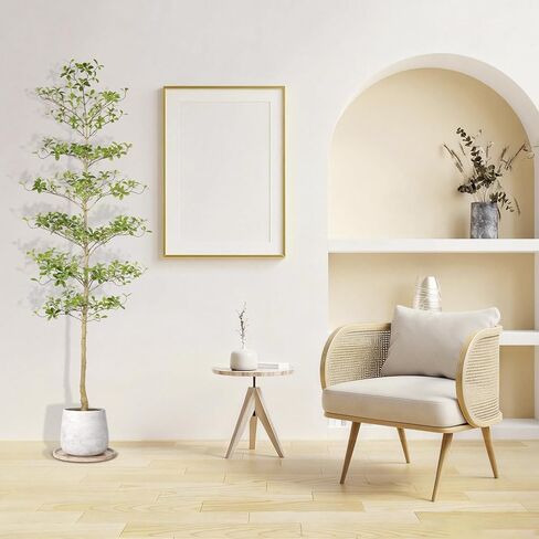 شجرة زيتون سوداء بطول 7 أقدام - شجرة زيتون سوداء صناعية مع جذع طبيعي وأوراق واقعية - أشجار سيدة مظللة صناعية واقعية لديكور المنزل والمكتب الحديث in Kuwait