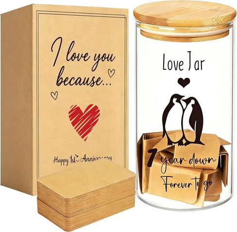 100 Blank Love Notes Memory Jar, 1 Year Anniversary Birthday Gifts for Boyfriend Girlfriend Husband Wife, Romantic Couple Gifts Love You Because Jar for Engagement Bridal Wedding Registry in Saudi Arabia