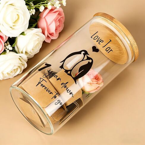 100 Blank Love Notes Memory Jar, 1 Year Anniversary Birthday Gifts for Boyfriend Girlfriend Husband Wife, Romantic Couple Gifts Love You Because Jar for Engagement Bridal Wedding Registry in Saudi Arabia