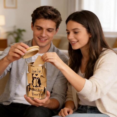 100 Blank Love Notes Memory Jar, 1 Year Anniversary Birthday Gifts for Boyfriend Girlfriend Husband Wife, Romantic Couple Gifts Love You Because Jar for Engagement Bridal Wedding Registry in Saudi Arabia