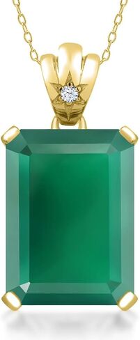 Gem Stone King 18K Yellow Gold Plated Silver Red Created Ruby Pendant Necklace For Women (20.05 Cttw, Emerald Cut 18X13MM, with 18 Inch Silver Chain) in Saudi Arabia