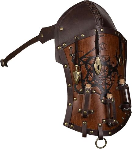 HiiFeuer Medieval Alchemy Shoulder Armor with Pendant Vials, Embossed Mercenary Knight Single Pauldron for Cosplay Ren Faire in Saudi Arabia