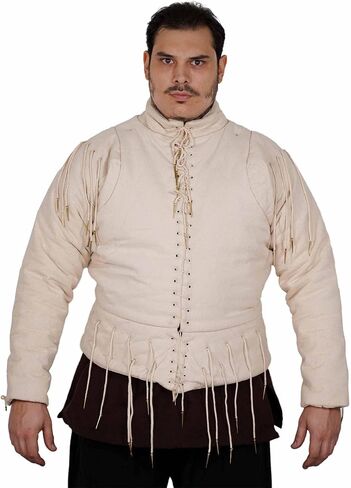 XV Century Arming Doublet Full Sleeves with Brass Aiglets Black Strings Medieval Armor Canvas Cotton LARP Costume in Saudi Arabia