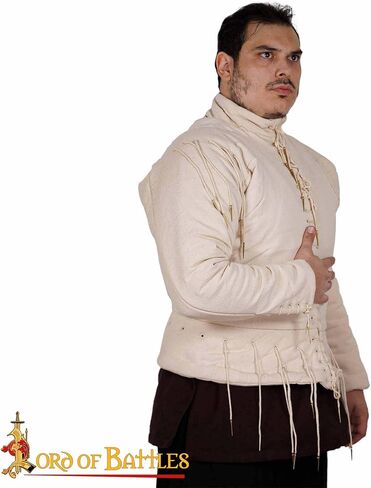 XV Century Arming Doublet Full Sleeves with Brass Aiglets Black Strings Medieval Armor Canvas Cotton LARP Costume in Saudi Arabia