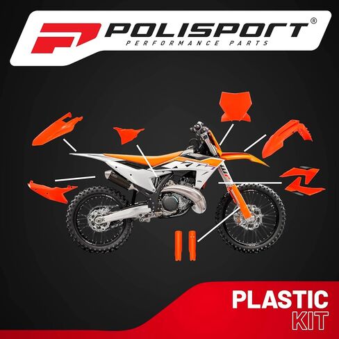 Polisport Motocross (MX) طقم بلاستيكي طبق الأصل للدراجة الترابية KTM SX/SX-F & XC/XC-F (2023–2024) - جودة OEM، متينة ومرنة ومثالية - برتقالي in Saudi Arabia