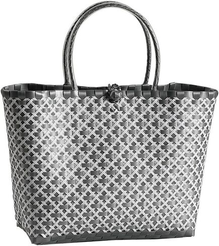 حقيبة يد منسوجة يدويًا على شكل خوص هندسية للنساء، سلة تسوق ذات سعة كبيرة للخضروات، سلة نزهة في الهواء الطلق، حقيبة تخزين منسوجة للسفر، سلة فواكه in Kuwait