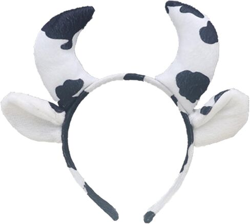 YOWOCAL Cow Ear and Horn Headband Headwear,Elastic Cow Ear Headwear Hair Hoop for Cosplay Dress Up Costume Kids Women in Saudi Arabia