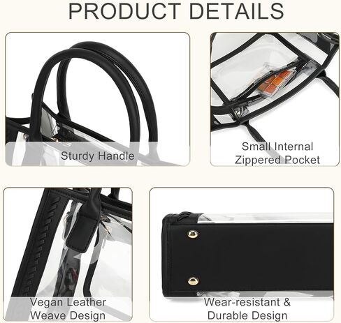 FAIME Clear Tote Bag معتمد من الاستاد، محفظة شفافة عبر الجسم حقيبة يد منسوجة شفافة للحفلات الموسيقية والشاطئ والاستاد | مقاوم للماء، ومعتمد من الاستاد in Kuwait