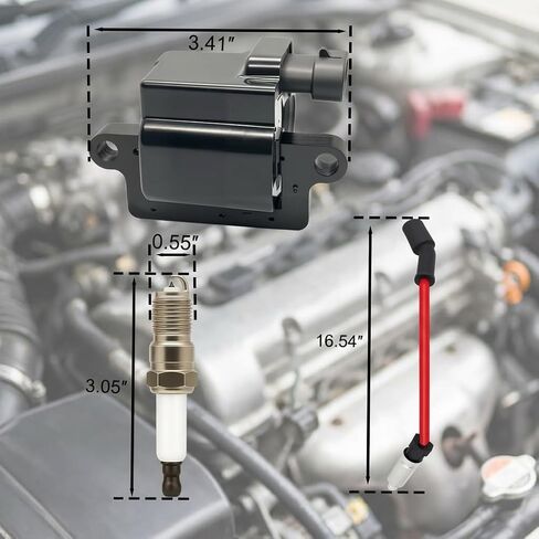 Set Square Ignition Coil Platinum Spark Plug and Red Spark Plug Wires fit for Chevy Silverado Suburban Tahoe Hummer Avalanche Savana Sierra Yukon 1500 2500 3500 H2 4.8L 5.3L 6.0L for UF271 748EE 41962 in Saudi Arabia