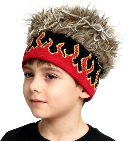 Creative Beanie Hat Cap with Wig Novelty Winter Knit Wig Hat for Kids Boys Girls in Saudi Arabia
