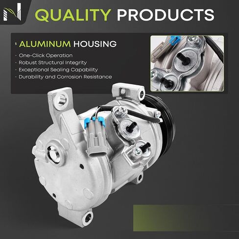 29002C AC Compressor for Chevy Silverado 1500 5.3L V8 2003-2014, Tahoe, GMC Yukon XL, Cadillac Escalade – Refrigerant, 4 Groove Pulley, Clutch & Oil Prefilled in Kuwait