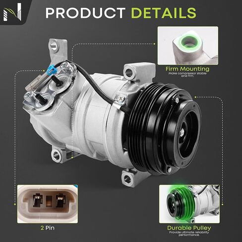 29002C AC Compressor for Chevy Silverado 1500 5.3L V8 2003-2014, Tahoe, GMC Yukon XL, Cadillac Escalade – Refrigerant, 4 Groove Pulley, Clutch & Oil Prefilled in Kuwait
