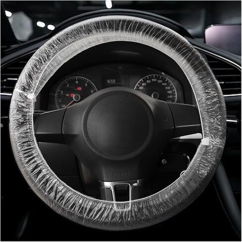 HZEL 100PCS Disposable Car Steering Wheel Covers, Water and Dust Resistant Steering Wheel Protector with Elastic Trims, Automotive Interior Protective Accessories, Universal for SUV RV Truck in Saudi Arabia