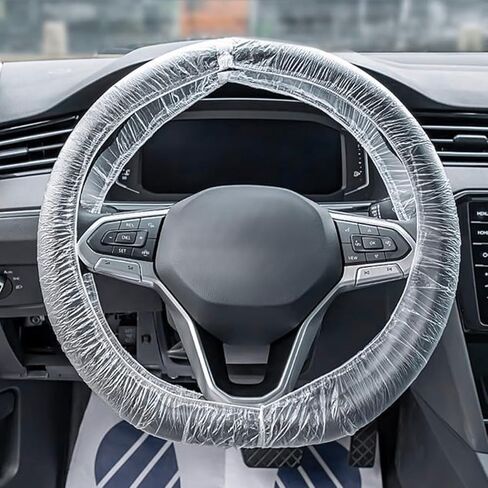HZEL 100PCS Disposable Car Steering Wheel Covers, Water and Dust Resistant Steering Wheel Protector with Elastic Trims, Automotive Interior Protective Accessories, Universal for SUV RV Truck in Saudi Arabia