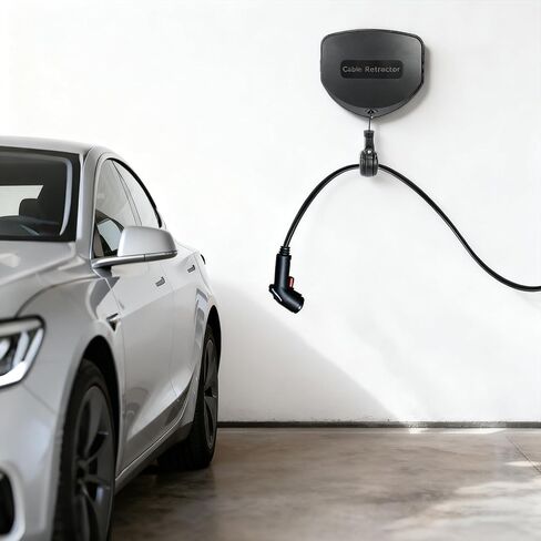 بكرة سلك قابلة للسحب لشاحن EV ذاتي القفل، ضام كابل شحن EV مثبت على الحائط بطول 11.5 قدم، منظم كابل قابل للسحب مناسب لشاحن EV بقطر 0.6-0.8 بوصة، ينطبق على معظم المركبات الكهربائية in Saudi Arabia