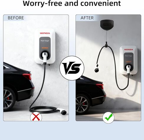 بكرة سلك قابلة للسحب لشاحن EV ذاتي القفل، ضام كابل شحن EV مثبت على الحائط بطول 11.5 قدم، منظم كابل قابل للسحب مناسب لشاحن EV بقطر 0.6-0.8 بوصة، ينطبق على معظم المركبات الكهربائية in Saudi Arabia