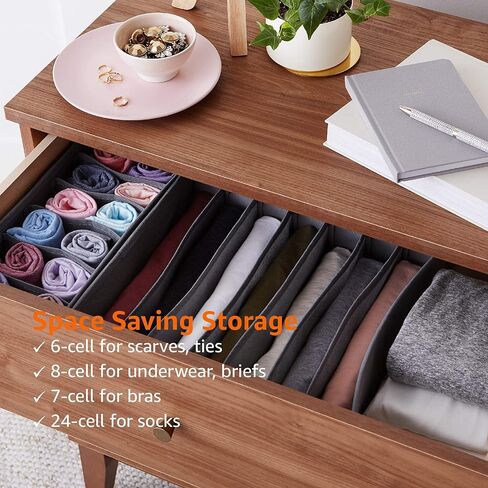 Amazon Basics Dresser Drawer Storage Organizer for Undergarments, Set of 4, Gray | Set of 4 in Kuwait