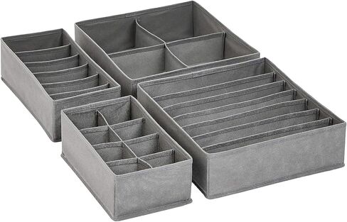 Amazon Basics Dresser Drawer Storage Organizer for Undergarments, Set of 4, Gray | Set of 4 in Kuwait