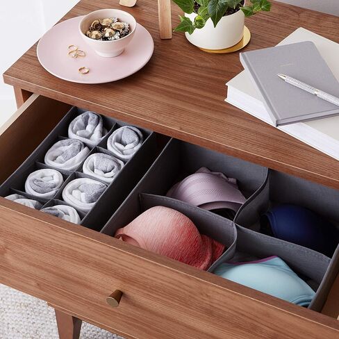 Amazon Basics Dresser Drawer Storage Organizer for Undergarments, Set of 4, Gray | Set of 4 in Kuwait