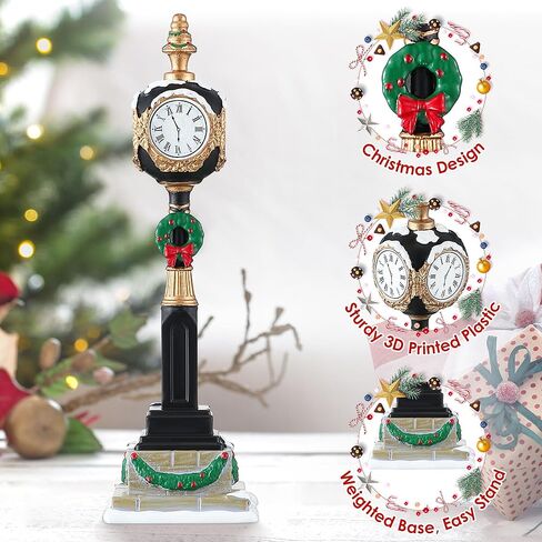 Hiboom Christmas Village Clock Tower, 6.3 Inch Holiday Village Accessory Figurine, Xmas Street Clock, Xmas Figurine, Holiday Collectible for Christmas Decor in Saudi Arabia