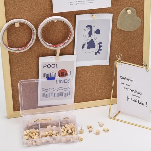 102 Pcs Wood Push Pins 6 Sizes Thumb Tacks for Wall Hangings Corkboard Office or Home in Saudi Arabia