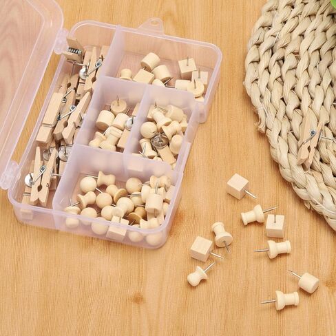 102 Pcs Wood Push Pins 6 Sizes Thumb Tacks for Wall Hangings Corkboard Office or Home in Saudi Arabia