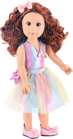 ZITA ELEMENT 12 "دمية طفل مع مجموعة ملابس بيجامة قوس قزح المهر، أرنب، مصاصة، زجاجة تغذية. طفل صغير بعمر 3 سنوات فما فوق هدية عيد ميلاد عيد الهالوين in Kuwait
