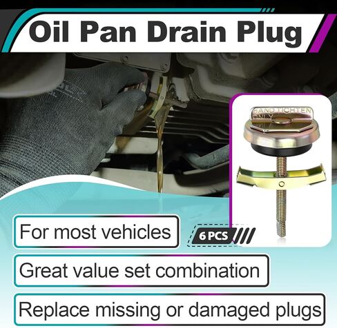 6 Pcs Universal Oil Pan Drain Plugs, Replaces 65109 090-080CD 090-080, Fits for 1/2in to 3/4in or M12 to M18 Hole, Durable and Long-Lasting in Kuwait