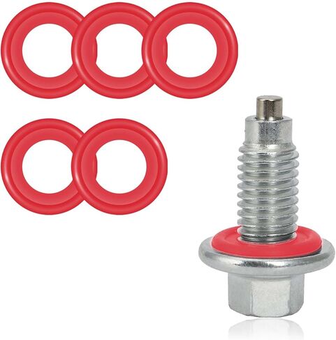 Oil Drain Plug, M12*1.75 Magnetic Oil Drain Plug with 5PCS Crush Washer, Oils Pan Drains Plugs Bolt Anti-Leak Replacement EJ7Z-6730-A, Compatible with GMC Chevrolet Ford Buick Lincoln Mazda in Saudi Arabia