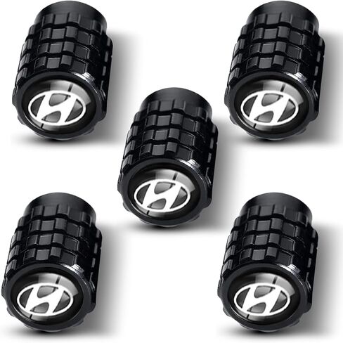 5pcs Tire valve stem cap, Tire valve, Tire cap, Wheel air valve cap, Suitable for Hyundai Elantra Sonata Tucson Santa fe Genesis Equus All Models Car Accessories-XD-Black, black04 in Saudi Arabia
