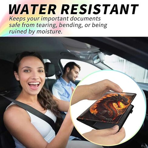 Car Insurance and Registration Card Holder for Women Men, Car Accessories Documents Organizer PU Leather Paperwork Wallet Case for Driver's License Key Information Cards, Flame Dragon in Saudi Arabia