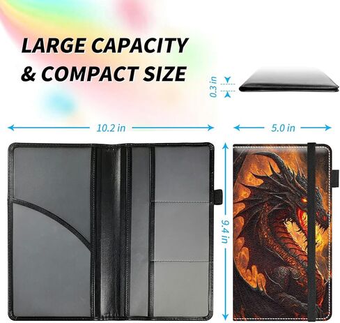 Car Insurance and Registration Card Holder for Women Men, Car Accessories Documents Organizer PU Leather Paperwork Wallet Case for Driver's License Key Information Cards, Flame Dragon in Saudi Arabia
