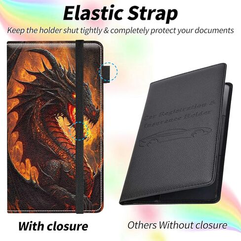 Car Insurance and Registration Card Holder for Women Men, Car Accessories Documents Organizer PU Leather Paperwork Wallet Case for Driver's License Key Information Cards, Flame Dragon in Saudi Arabia