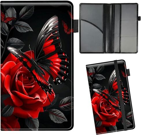 Car Insurance and Registration Card Holder for Women Men, Car Accessories Documents Organizer PU Leather Paperwork Wallet Case for Driver's License Key Information Cards, Flame Dragon in Saudi Arabia