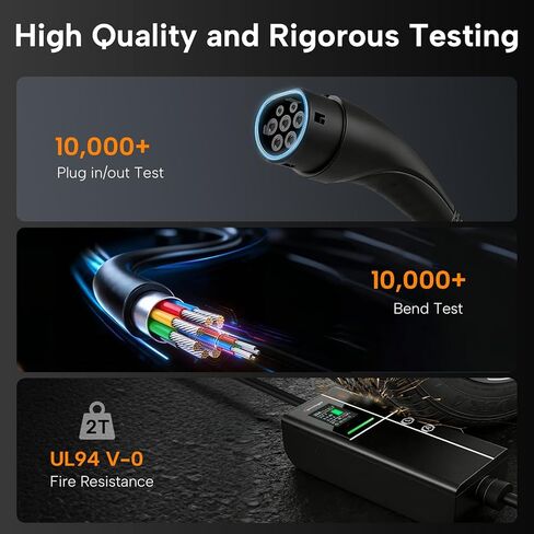 Type 2 EV Charger, 7.2kW 5M, 8-32A Adjustable Current, Portable Electric Car Charger Type 2 with CEE Plug in Kuwait