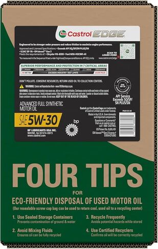 Castrol EDGE 5W-30 Advanced Full Synthetic Motor Oil, 6 Quarts EcoPack in Saudi Arabia