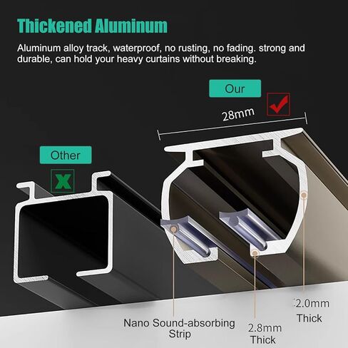 Extra Long Heavy Duty Curtain Track - 13ft to 32ft Adjustable Aluminum Rail for Indoor/Outdoor Use, Wall Mount Fittings Included, Ideal for Drapes & Curtains, White Finish, 10m/32.8ft in Saudi Arabia