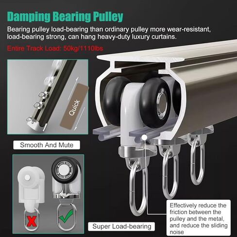 Extra Long Heavy Duty Curtain Track - 13ft to 32ft Adjustable Aluminum Rail for Indoor/Outdoor Use, Wall Mount Fittings Included, Ideal for Drapes & Curtains, White Finish, 10m/32.8ft in Saudi Arabia